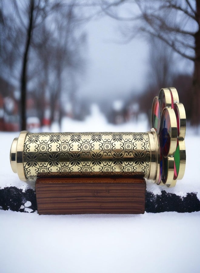 BAZROSS Handcrafted Brass Kaleidoscope - kaleidoscopes for Kids with Dual Turning Wheels - kaleidoscopes for Adults - Brass Kaleidoscope - Gift for Students - Image 3